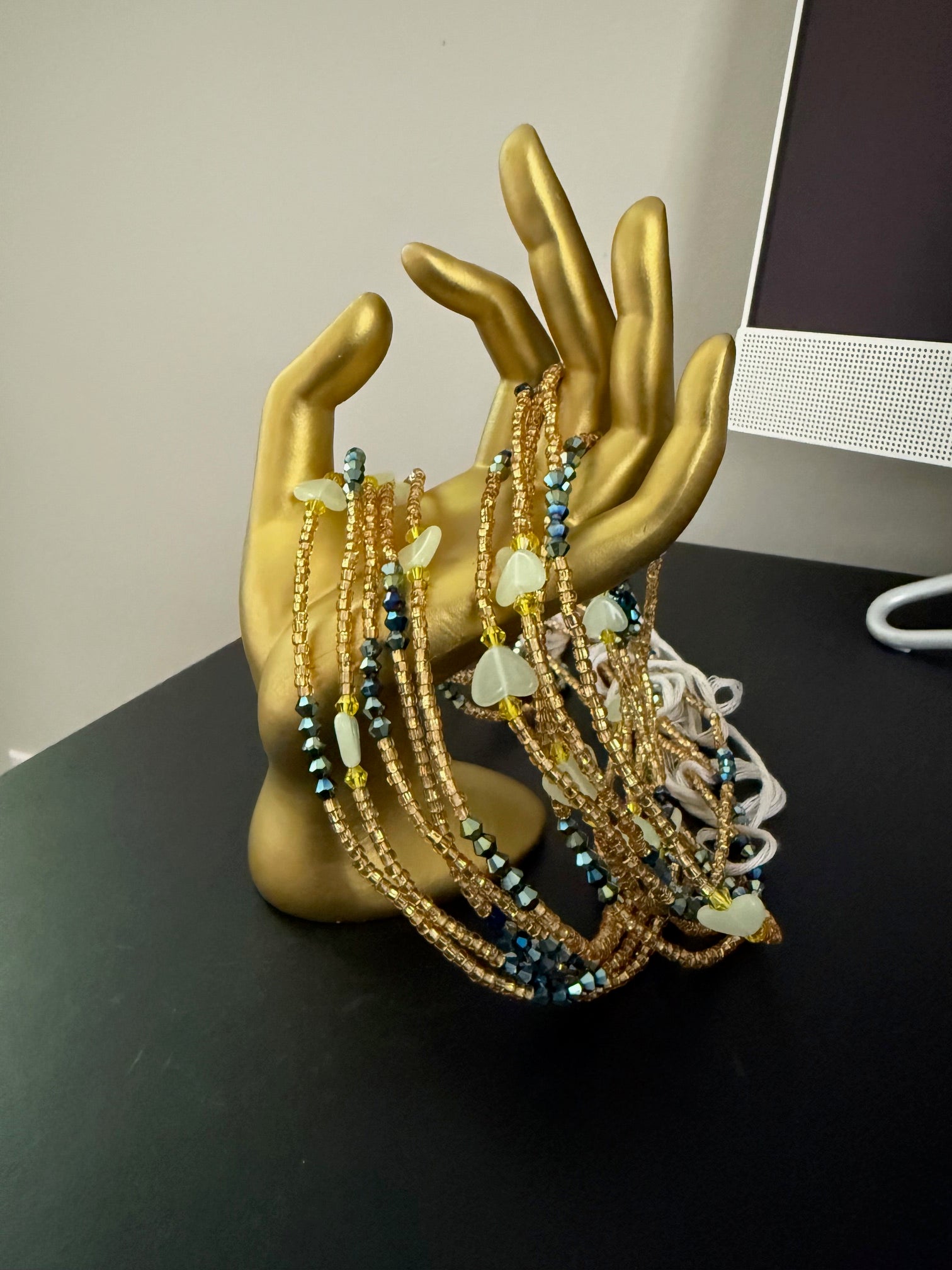 Gold & Blue Butterfly Glow Bead