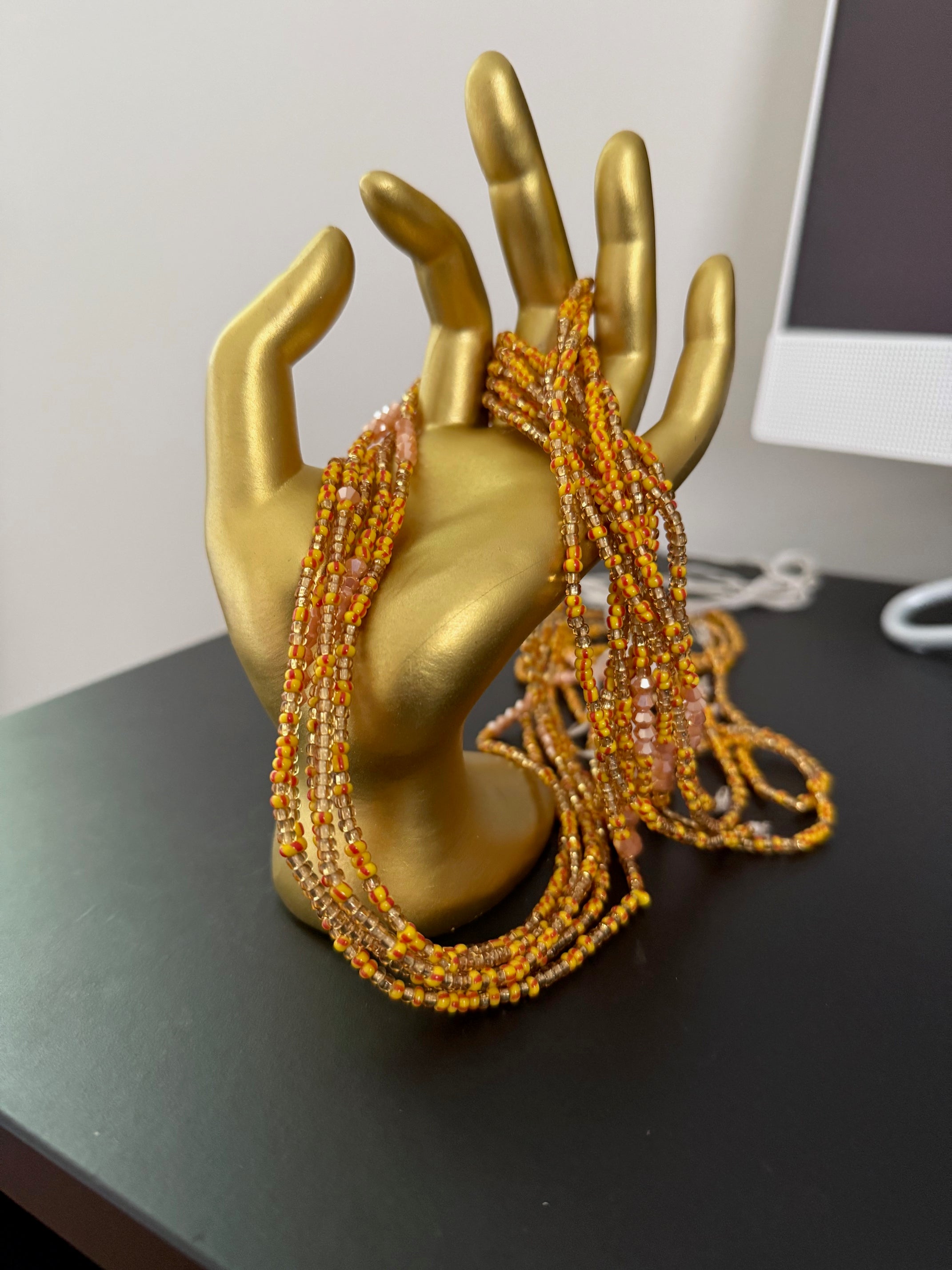 Small Tribal Yellow & Orange Bead