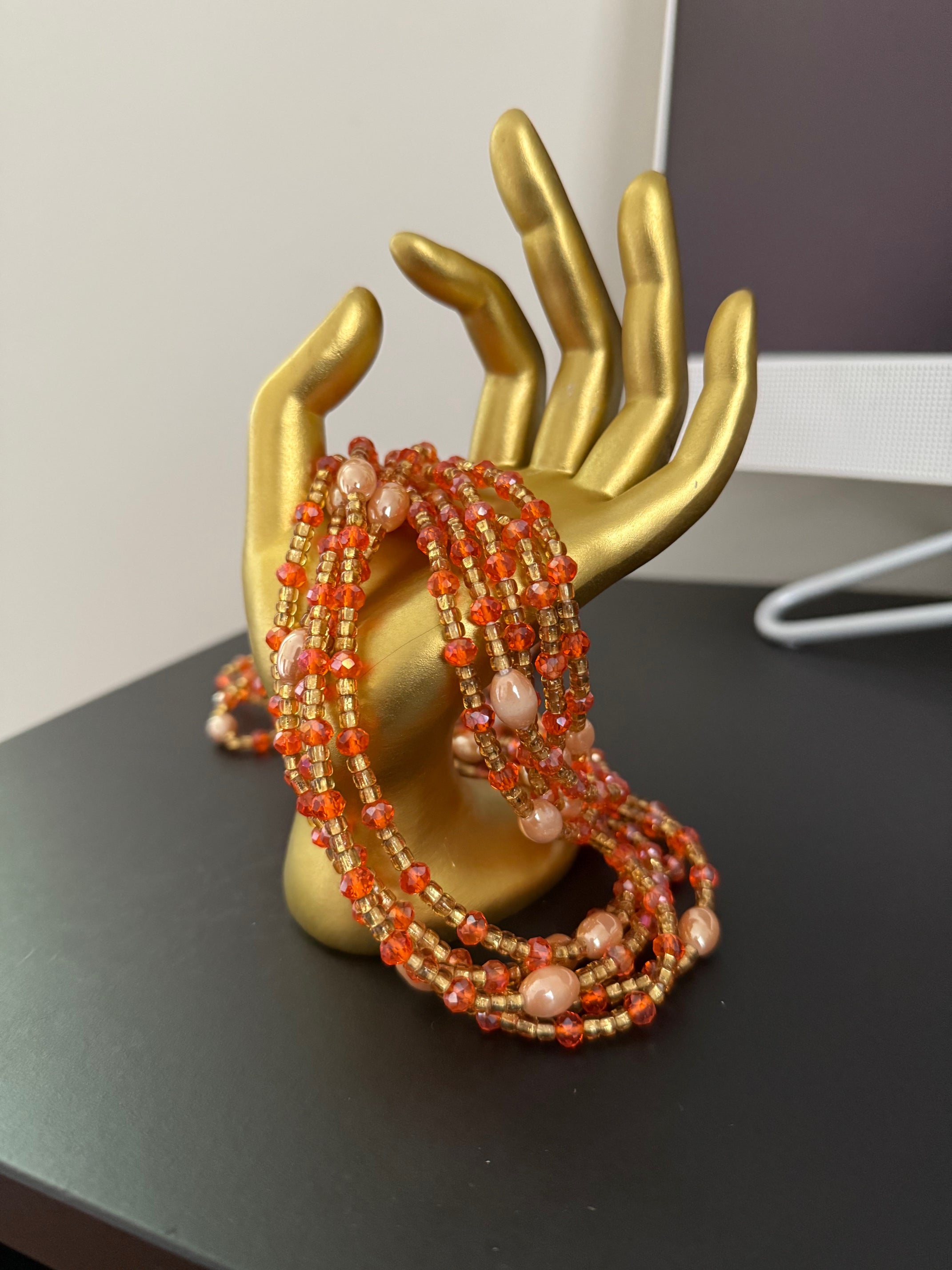 Gold & Orange Crystal Bead