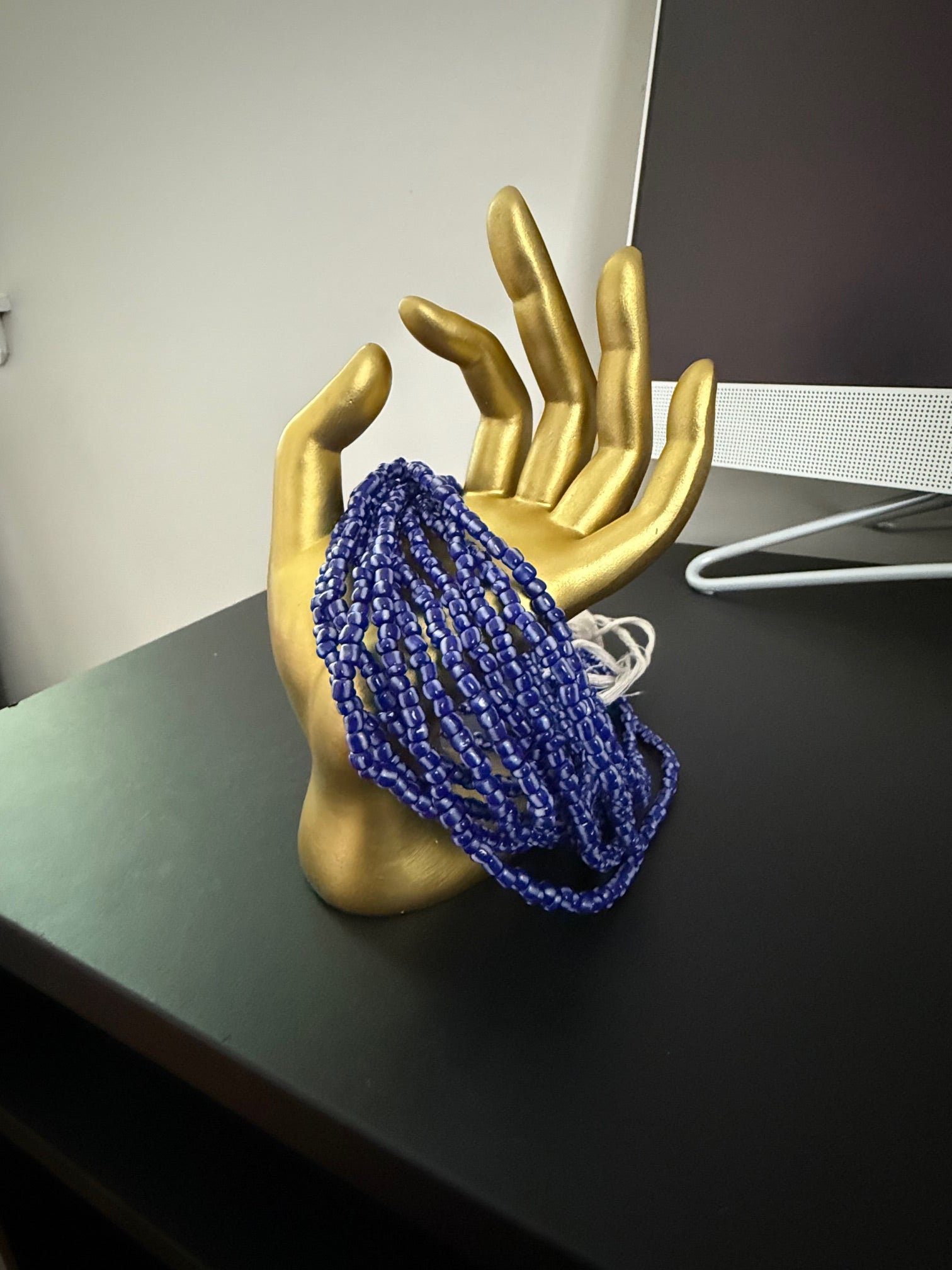 Royal Blue & White Tribal Bead