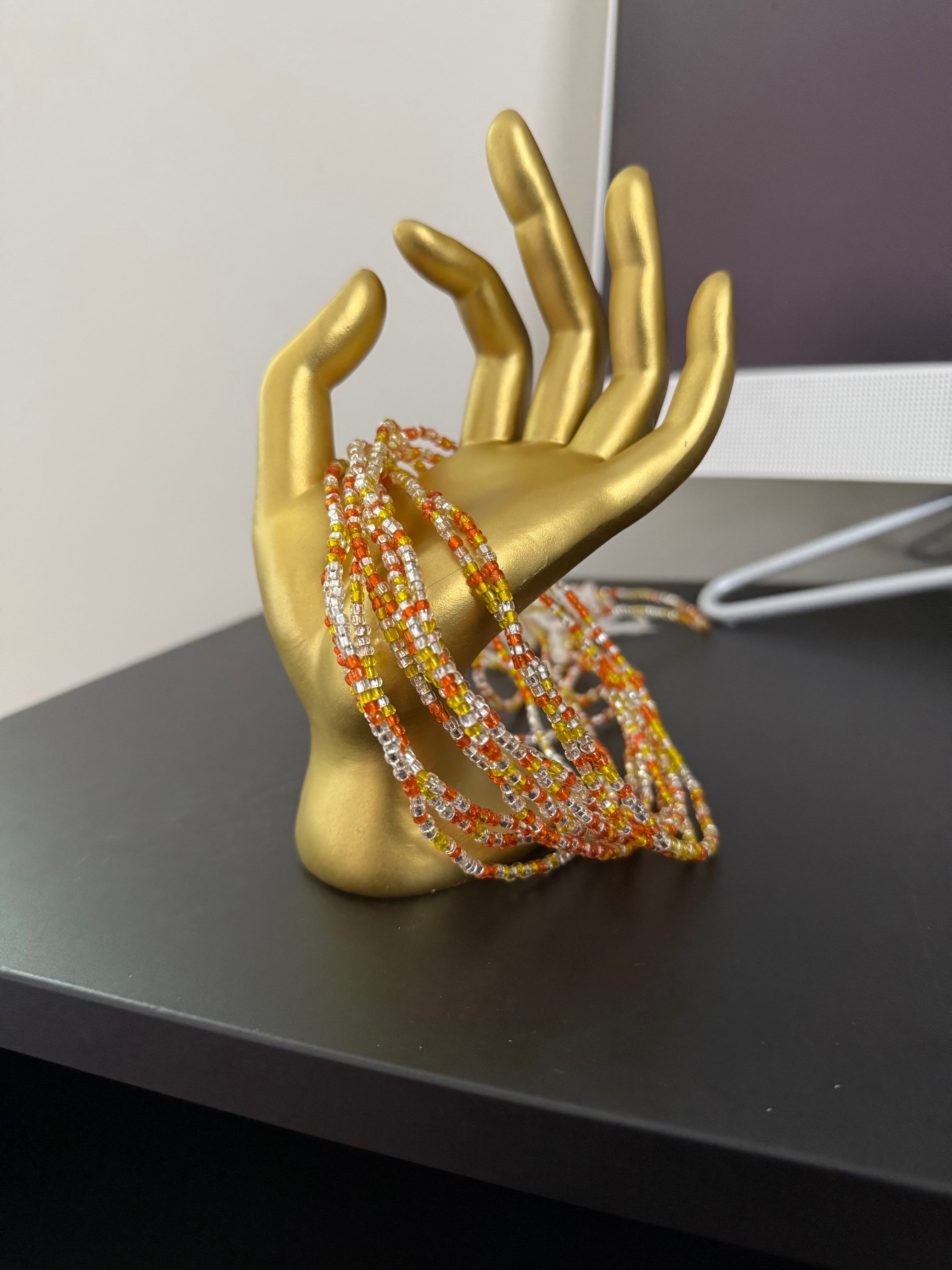 Small Clear, Orange & Yellow Bead